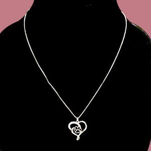 DOG HEART PAW AND BONE SILVER CHARM NECKLACE 925 stamped